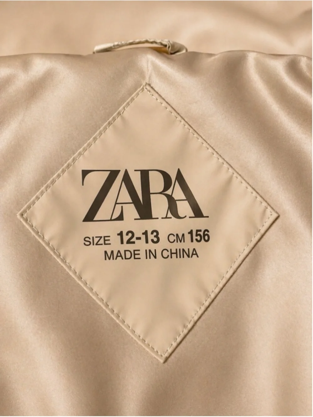 ZARA Kids Puffer Jacket Beige Size 12-13 (156 cm) Fits Women XS Cropped Warm Coa